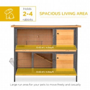 Pawhut Wooden & Metal Rabbit Hutch With Tray Pawhut Wooden & Metal Rabbit Hutch With Tray