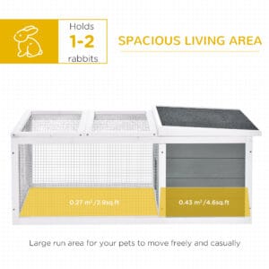 Pawhut Rabbit Hutch w/ Asphalt Roof