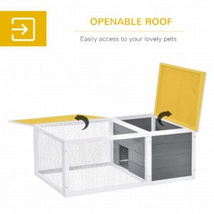 Pawhut Rabbit Hutch w/ Asphalt Roof