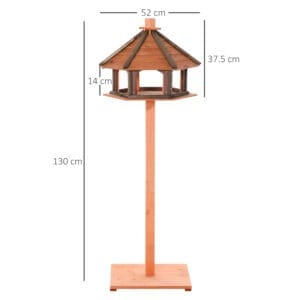 Pawhut Wooden Bird Feeder Table Brown