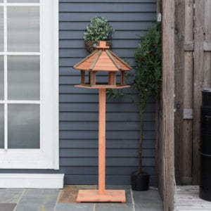 Pawhut Wooden Bird Feeder Table Brown