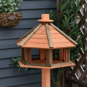 Pawhut Wooden Bird Feeder Table Brown