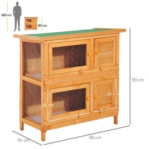 Pawhut 2-tier Rabbit Hutch Wooden
