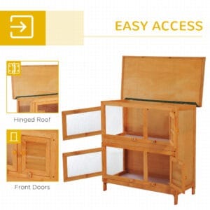 Pawhut 2-tier Rabbit Hutch Wooden