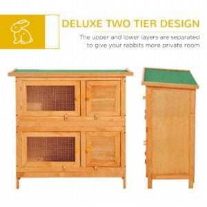 Pawhut 2-tier Rabbit Hutch Wooden