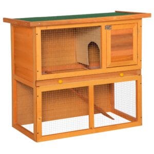 PawHut 2 Tier Rabbit Hutch Wooden PawHut 2 Tier Rabbit Hutch Wooden