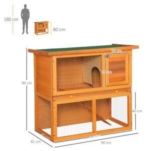 PawHut 2 Tier Rabbit Hutch Wooden PawHut 2 Tier Rabbit Hutch Wooden