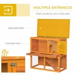 PawHut 2 Tier Rabbit Hutch Wooden PawHut 2 Tier Rabbit Hutch Wooden