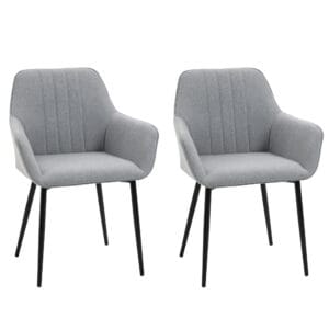 Homcom Dining Chairs Set of 2 Light Grey
