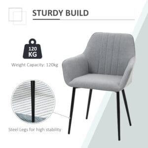 Homcom Dining Chairs Set of 2 Light Grey