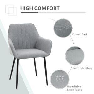 Homcom Dining Chairs Set of 2 Light Grey