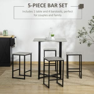 Homcom Square Dining Table Set for 4 People