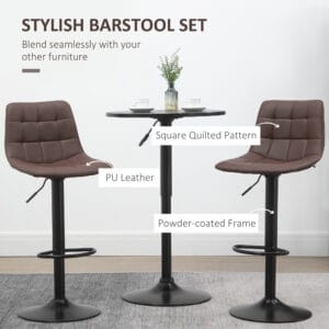 Homcom Bar Stools Set of 2 Swivel & Footrest