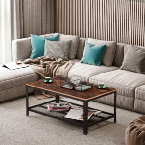 Homcom Coffee Table Wood Grain 2-Tier