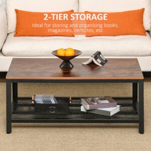 Homcom Coffee Table Wood Grain 2-Tier