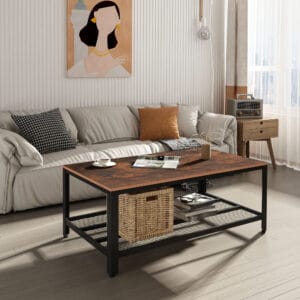 Homcom Coffee Table Wood Grain 2-Tier