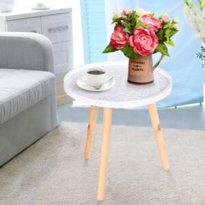 Homcom Side Table Pine Wood Floral