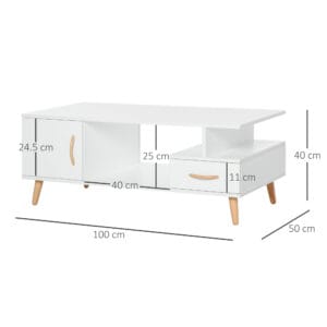 Homcom Coffee Table w/ Shelf & Drawer