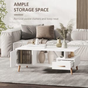 Homcom Coffee Table w/ Shelf & Drawer