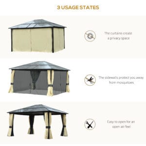 Outsunny 4.3mx3.6m Aluminium Frame Gazebo