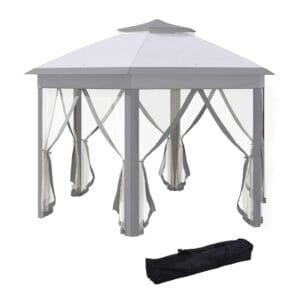 Outsunny Hexagon Pop Up Gazebo 4 x 4m Grey