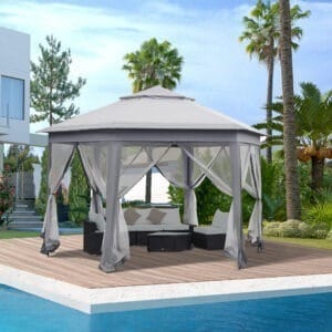 Outsunny Hexagon Pop Up Gazebo 4 x 4m Grey