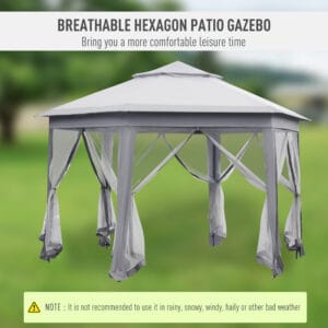 Outsunny Hexagon Pop Up Gazebo 4 x 4m Grey
