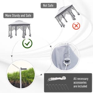 Outsunny Hexagon Pop Up Gazebo 4 x 4m Grey