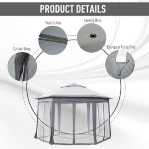 Outsunny Hexagon Pop Up Gazebo 4 x 4m Grey