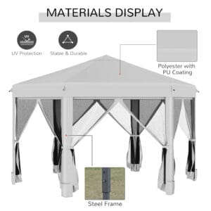 Outsunny 3.2m Pop Up Gazebo Light Grey