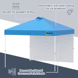 Outsunny Pop Up Gazebo 3 x 3m Blue