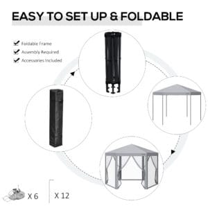 Outsunny Pop Up Gazebo 3 x 3mtrs Grey