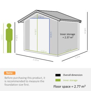 Outsunny Lockable Garden Shed 7ft x 4ft
