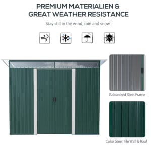 Outsunny Metal Shed 260 x 133 x 200cm