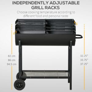 Outsunny Steel 2-Grill Charcoal BBQ