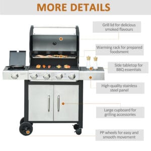 Outsunny Deluxe Gas Barbecue Grill