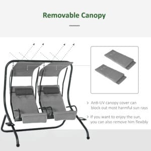 Outsunny Canopy Swing Chair Grey
