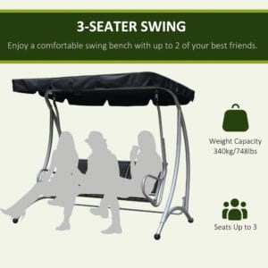 Outsunny 3 Person Steel Swing Chair