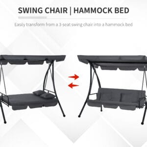 Outsunny 2-in-1 Swing Chair Lounger 3 Seater