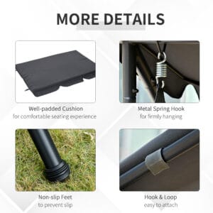 Outsunny 2-in-1 Swing Chair Lounger 3 Seater