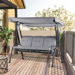 Outsunny 3 Seater Swing Chair Grey