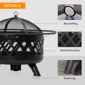 Outsunny 2-in-1 Fire Pit BBQ Grill