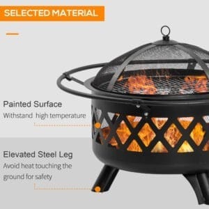 Outsunny 2-in-1 Fire Pit BBQ Grill