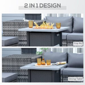 Outsunny Rattan Propane Fire Pit Table