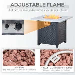 Outsunny Rattan Propane Fire Pit Table