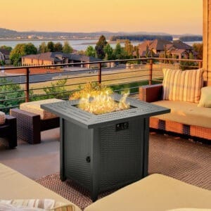 Outsunny Rattan Propane Fire Pit Table