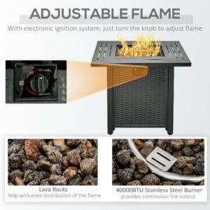 Outsunny Rattan Propane Fire Pit Table