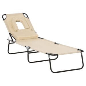 Outsunny Sun Lounger Reclining Chair Beige
