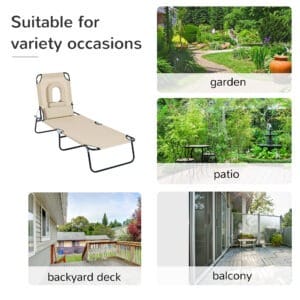 Outsunny Sun Lounger Reclining Chair Beige