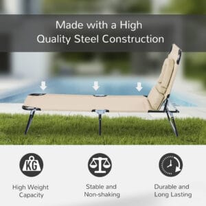 Outsunny Sun Lounger Reclining Chair Beige